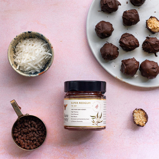 Coconut bliss balls with raw honey for some Sunday sweetness